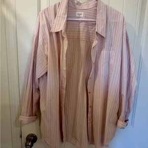 Aritzia Blush Striped Button Down Shirt